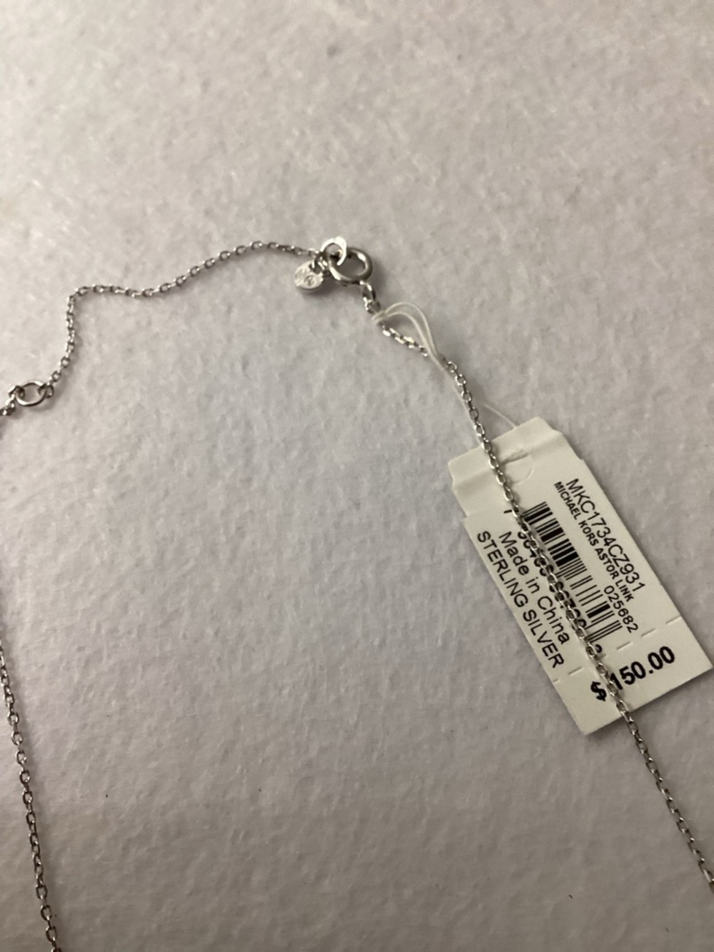 Michael Kors Astor Link Precious Metal-Plated Tone Sterling Silver Pavé Necklace - Picture 7 of 8